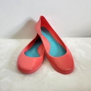 Oka B Taylor Coral Pink Rubber Jelly Ballet Slip On Flats Women Size US 8 EU 38